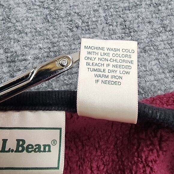 LL Bean Sweater Womens Medium Burgundy Cardigan Long Sleeve Button Front Terry - Picture 14 of 15